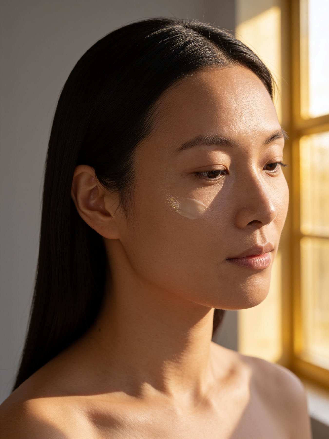 Serà campaign portrait, dewy in window light