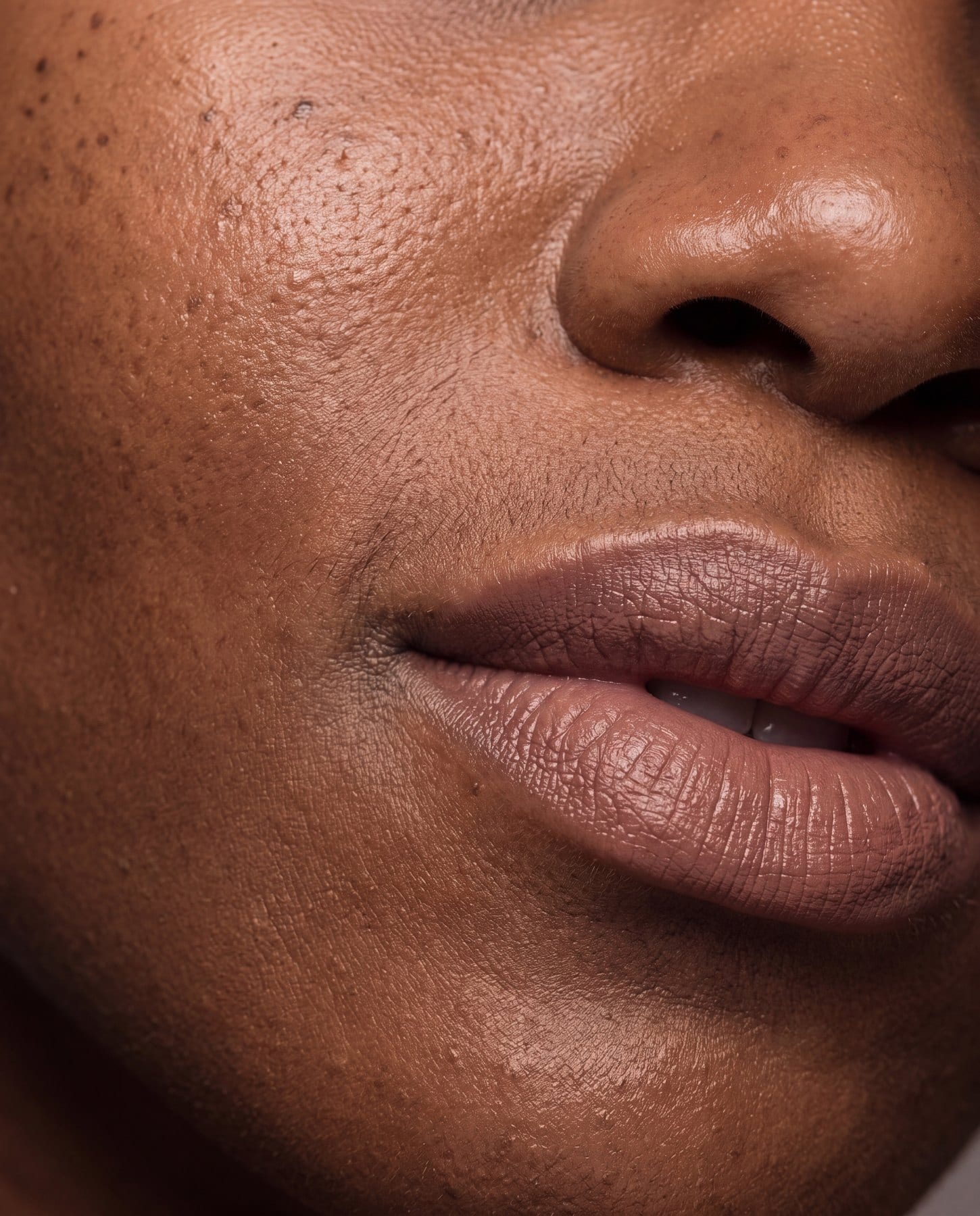 Macro skin, real pores and peach fuzz, unretouched